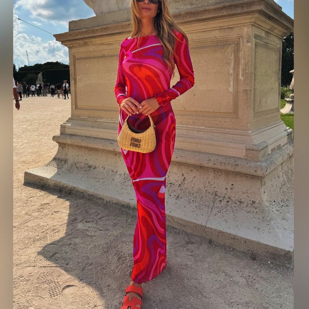 PUCCI Marmo printed mesh maxi dress